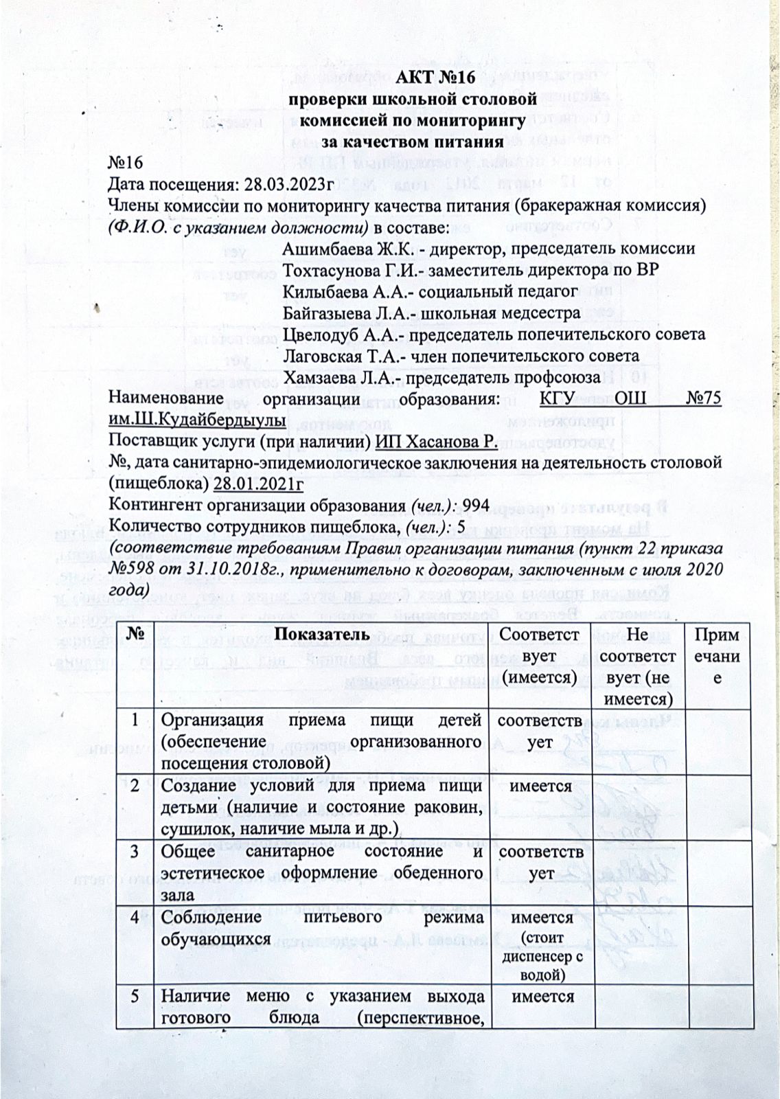 Акт №16